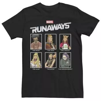 Мужская футболка Runaways Yearbook с портретными панелями и графическим рисунком Marvel