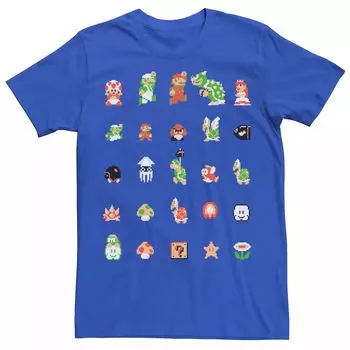 Мужская футболка с 8-битной решеткой в стиле ретро Nintendo Super Mario в стиле ретро Licensed Character