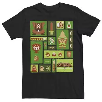 Мужская футболка с 8-битным графическим макетом персонажа Nintendo The Legend of Zelda Licensed Character