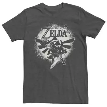 Мужская футболка с аэрозольной краской Nintendo Zelda Link Wingcrest Licensed Character
