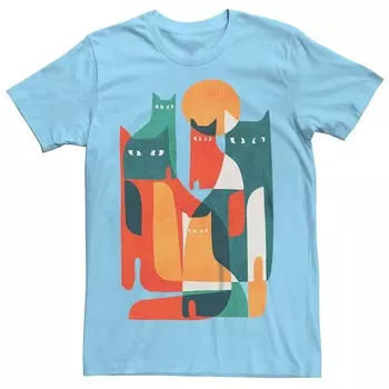 Мужская футболка с абстрактным рисунком кошек Licensed Character, цвет Light Blue