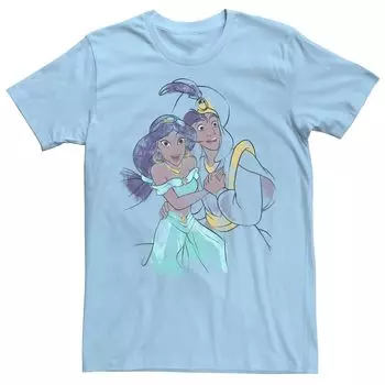 Мужская футболка с акварельным портретом «Аладдин и Жасмин» Disney