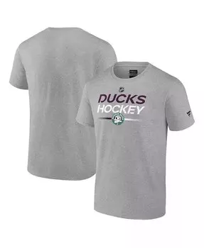 Мужская футболка с альтернативным логотипом Heather Grey Anaheim Ducks Authentic Pro Wordmark Fanatics, серый