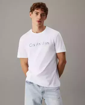 Мужская футболка с атласным логотипом Calvin Klein, белый