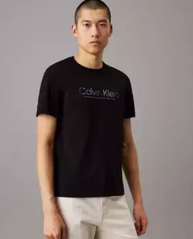 Мужская футболка с атласным логотипом Calvin Klein, черный