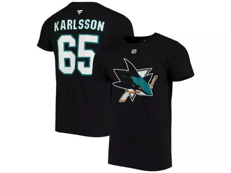 Мужская футболка с аутентичным именем и номером стека erik karlsson san jose sharks Majestic, черный