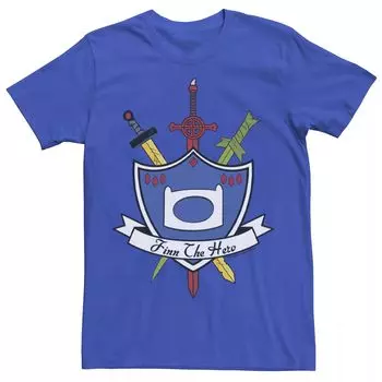 Мужская футболка с баннером Cartoon Network Adventure Time Finn The Hero, мечом и щитом Licensed Character