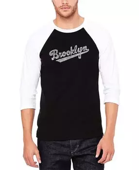 Мужская футболка с бейсболом реглан word art brooklyn neighborhoods LA Pop Art, мульти