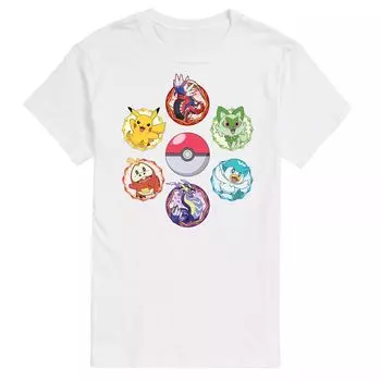 Мужская футболка с блестящими значками Pokemon и графическим рисунком Licensed Character