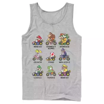 Мужская футболка с боковым изображением персонажей Mario Kart Licensed Character, серый