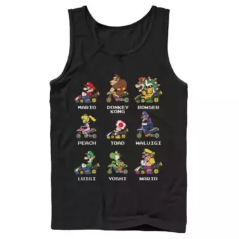 Мужская футболка с боковым изображением персонажей Mario Kart Licensed Character, черный