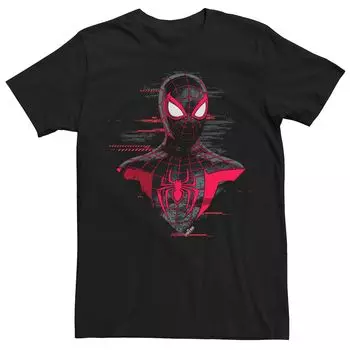 Мужская футболка с большим лицом и профилем «Человек-паук» Miles Morales Marvel