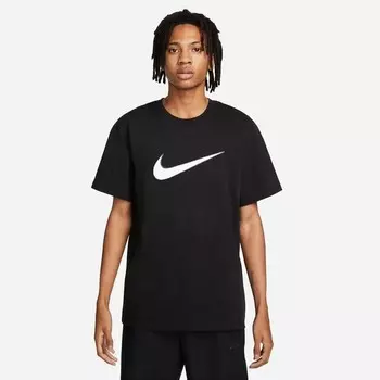 Мужская футболка с большим логотипом-галочкой Nike, черный