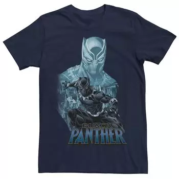 Мужская футболка с большим портретом Marvel Wakanda Forever Black Panther Licensed Character