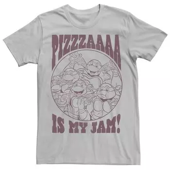 Мужская футболка с буквенным портретом «Черепашки ниндзя Pizza Is My Jam» Licensed Character, серебристый
