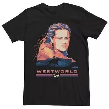 Мужская футболка с цветным портретом и логотипом Westworld Dolores Licensed Character