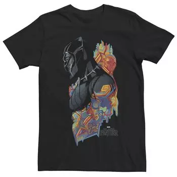 Мужская футболка с цветным рисунком из фильма «Черная пантера» и профилем Marvel, черный