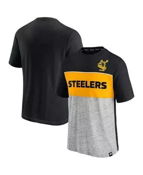 Мужская футболка с цветными блоками черного и серого цветов pittsburgh steelers throwback Fanatics, мульти