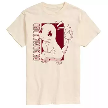 Мужская футболка с цветными блоками и рисунком Pokemon Charmander Licensed Character