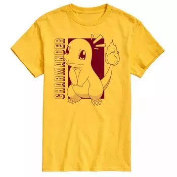 Мужская футболка с цветными блоками и рисунком Pokemon Charmander Licensed Character