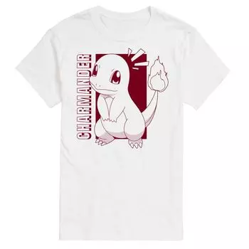 Мужская футболка с цветными блоками и рисунком Pokemon Charmander Licensed Character
