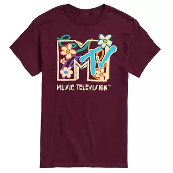 Мужская футболка с цветочным логотипом MTV и графическим рисунком Licensed Character, красный