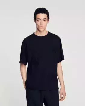 Мужская футболка с цветочным узором и короткими рукавами Sandro, черный