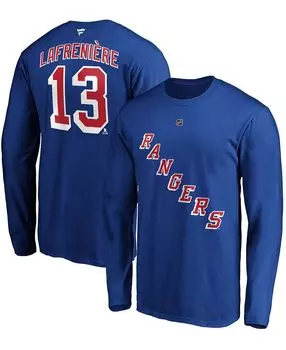 Мужская футболка с длинным рукавом alexis lafreniere blue new york rangers authentic stack name number Fanatics, синий