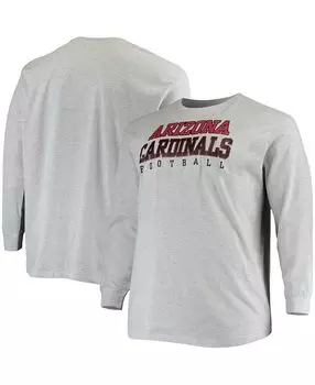Мужская футболка с длинным рукавом arizona cardinals цвета меланжевого серого цвета большого и высокого роста с длинными рукавами Fanatics, мульти
