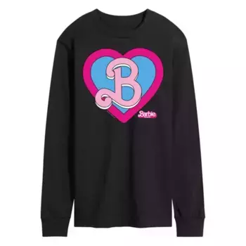 Мужская футболка с длинным рукавом Barbie Theatrical Heart Crest Licensed Character, черный