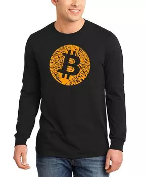 Мужская футболка с длинным рукавом Bitcoin Word Art LA Pop Art, черный