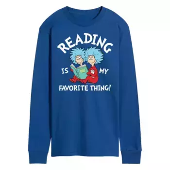Мужская футболка с длинным рукавом "Чтение — мое любимое" Dr Seuss Licensed Character, синий