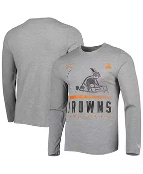 Мужская футболка с длинным рукавом cleveland browns combine с аутентичной красной зоной в меланжевом цвете серого цвета New Era, мульти