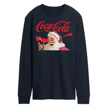 Мужская футболка с длинным рукавом Coca-Cola и логотипом Санты Licensed Character, синий
