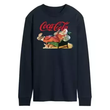 Мужская футболка с длинным рукавом Coca-Cola и принтом Санта-Клауса Licensed Character, синий