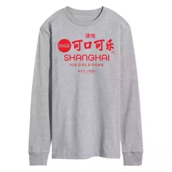 Мужская футболка с длинным рукавом Coca Cola Shanghai Est 1886 с принтом Licensed Character, серый