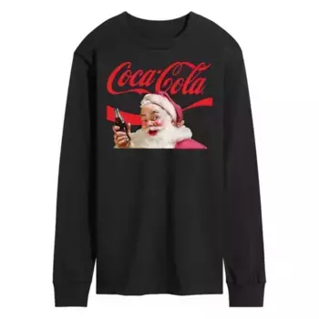 Мужская футболка с длинным рукавом Coca-Cola и логотипом Санты Licensed Character, черный