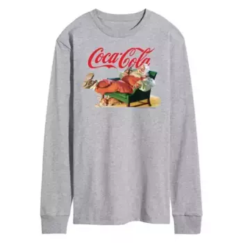 Мужская футболка с длинным рукавом Coca-Cola и принтом Санта-Клауса Licensed Character, серый