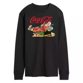 Мужская футболка с длинным рукавом Coca-Cola и принтом Санта-Клауса Licensed Character, черный