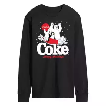 Мужская футболка с длинным рукавом Cocacoal "Веселые праздники: катание на санках" Licensed Character, черный