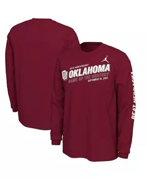 Мужская футболка с длинным рукавом crimson oklahoma sooners game of the century 50th anniversary 2-hit Jordan