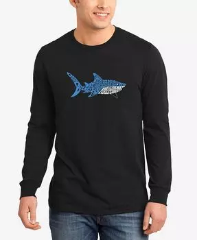 Мужская футболка с длинным рукавом Daddy Shark Word Art LA Pop Art, черный