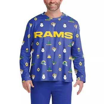 Мужская футболка с длинным рукавом FOCO Royal Los Angeles Rams Ugly Sweater
