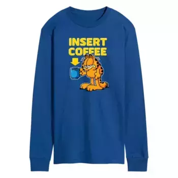 Мужская футболка с длинным рукавом Garfield и принтом про кофе Licensed Character, синий