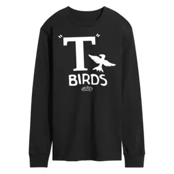 Мужская футболка с длинным рукавом Grease T Birds с принтом Licensed Character, черный