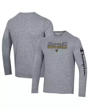 Мужская футболка с длинным рукавом Heather Grey Vegas Golden Knights Tri-Blend Champion, серый