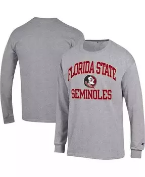 Мужская футболка с длинным рукавом Heather Grey Florida State Seminoles High Motor Champion, серый