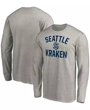 Мужская футболка с длинным рукавом heather grey seattle kraken victory arch Fanatics, мульти