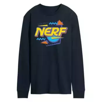 Мужская футболка с длинным рукавом и графическим логотипом 90-х Nerf, синий