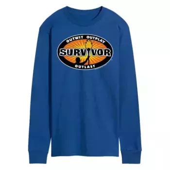 Мужская футболка с длинным рукавом и графическим логотипом Survivor Licensed Character, синий